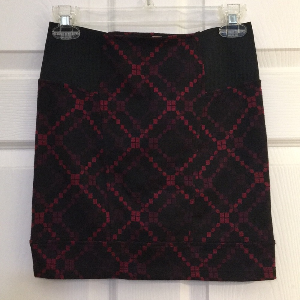 NWOT Free People Black And Maroon Skirt